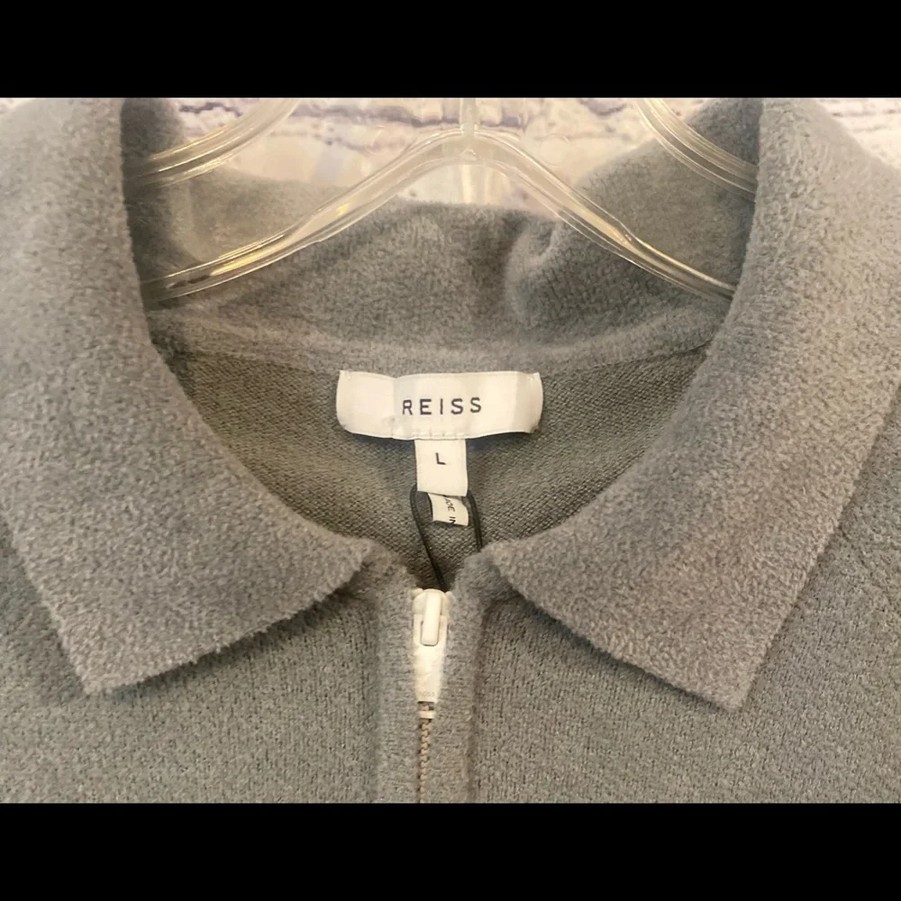 Mens Reiss gammo velour‎ half zip shirt sage Large NWT - Picture 4 of 8